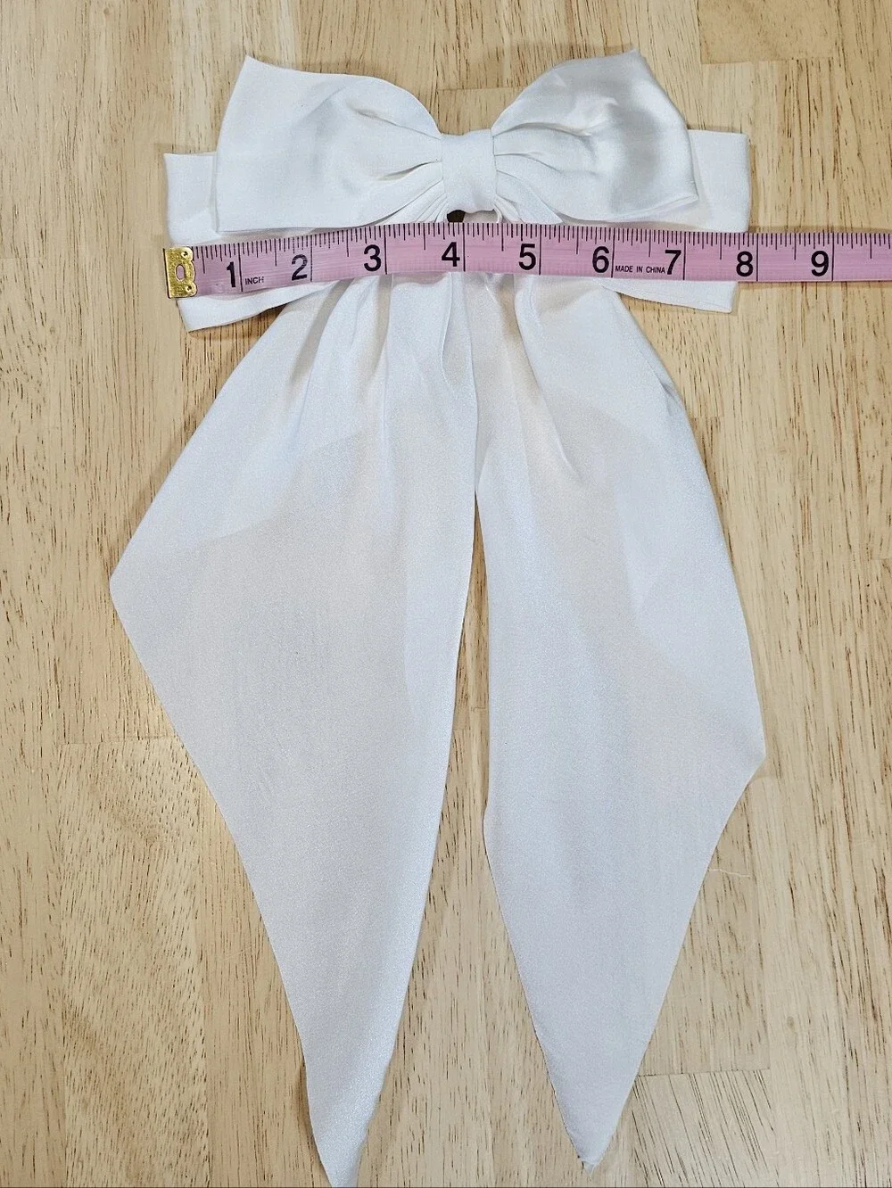 Elegant White Satin Ribbon Bow Barrette